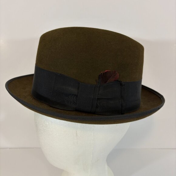 Vintage Towncraft Wool Felt Fedora 7-1/8" XXX Brown Black - Picture 2 of 9